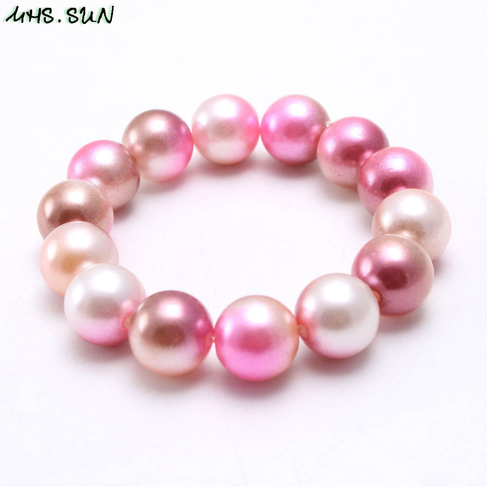Wholesale Colorful Acrylic Pearl Children's Beaded Bracelet ACC-BT-NiJia002
