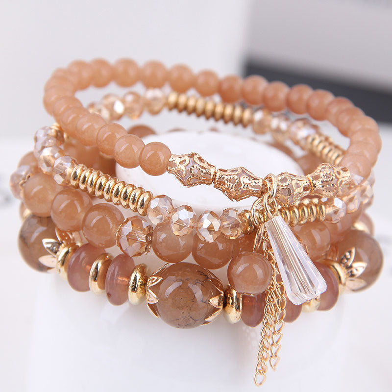 Wholesale Bohemian Tassel Multi-layered Bracelet Crystal Braided Bracelet Layered Bracelet Set ACC-BT-Weiy022