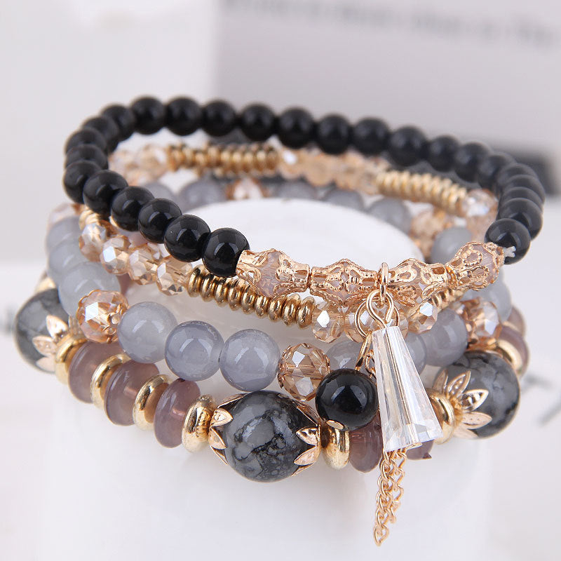 Wholesale Bohemian Tassel Multi-layered Bracelet Crystal Braided Bracelet Layered Bracelet Set ACC-BT-Weiy022