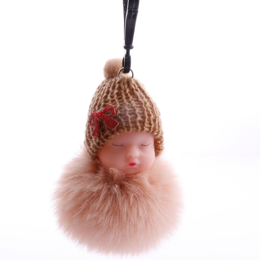 Wholesale cute sleeping doll keychain fur ball pendant ACC-KC-DY007
