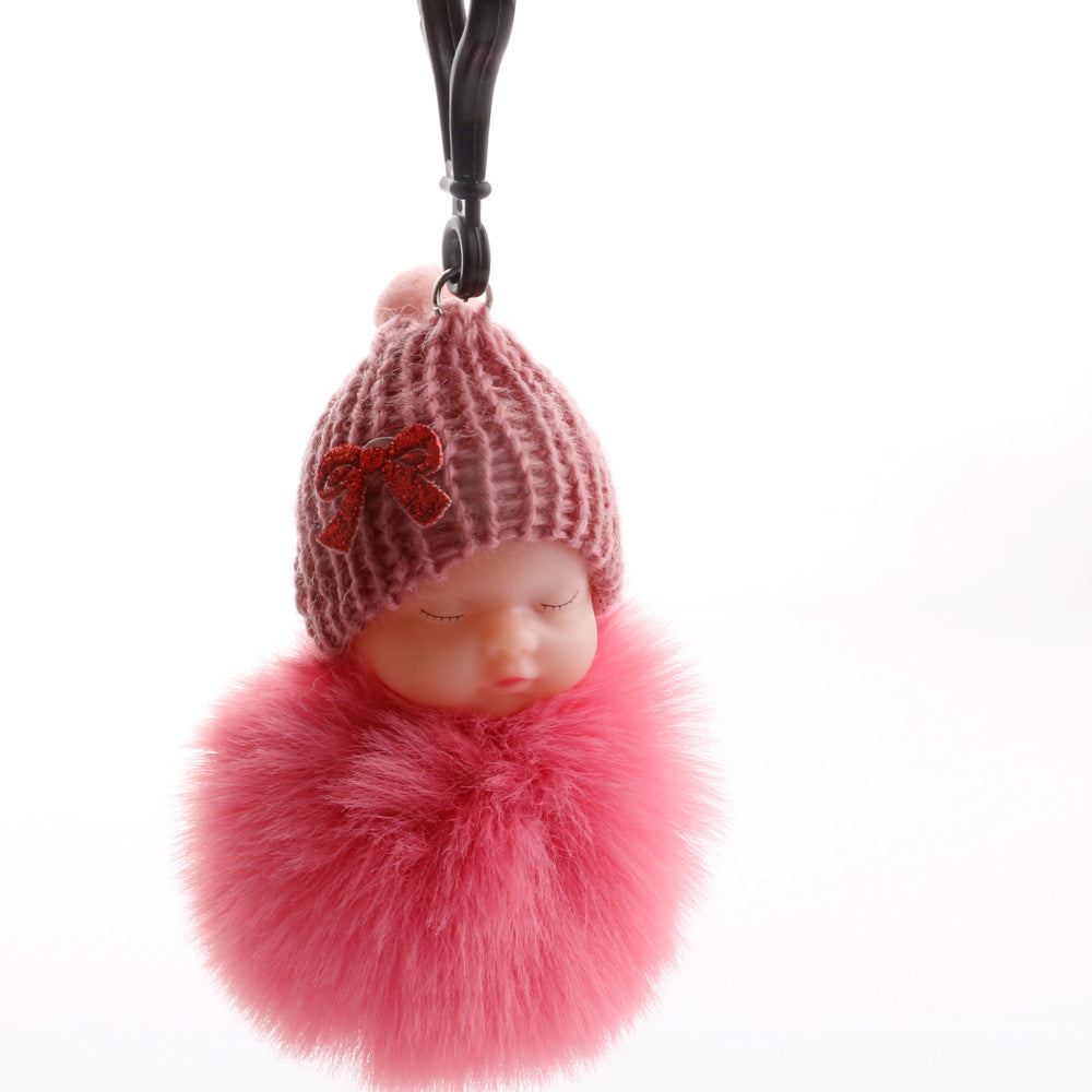 Wholesale cute sleeping doll keychain fur ball pendant ACC-KC-DY007