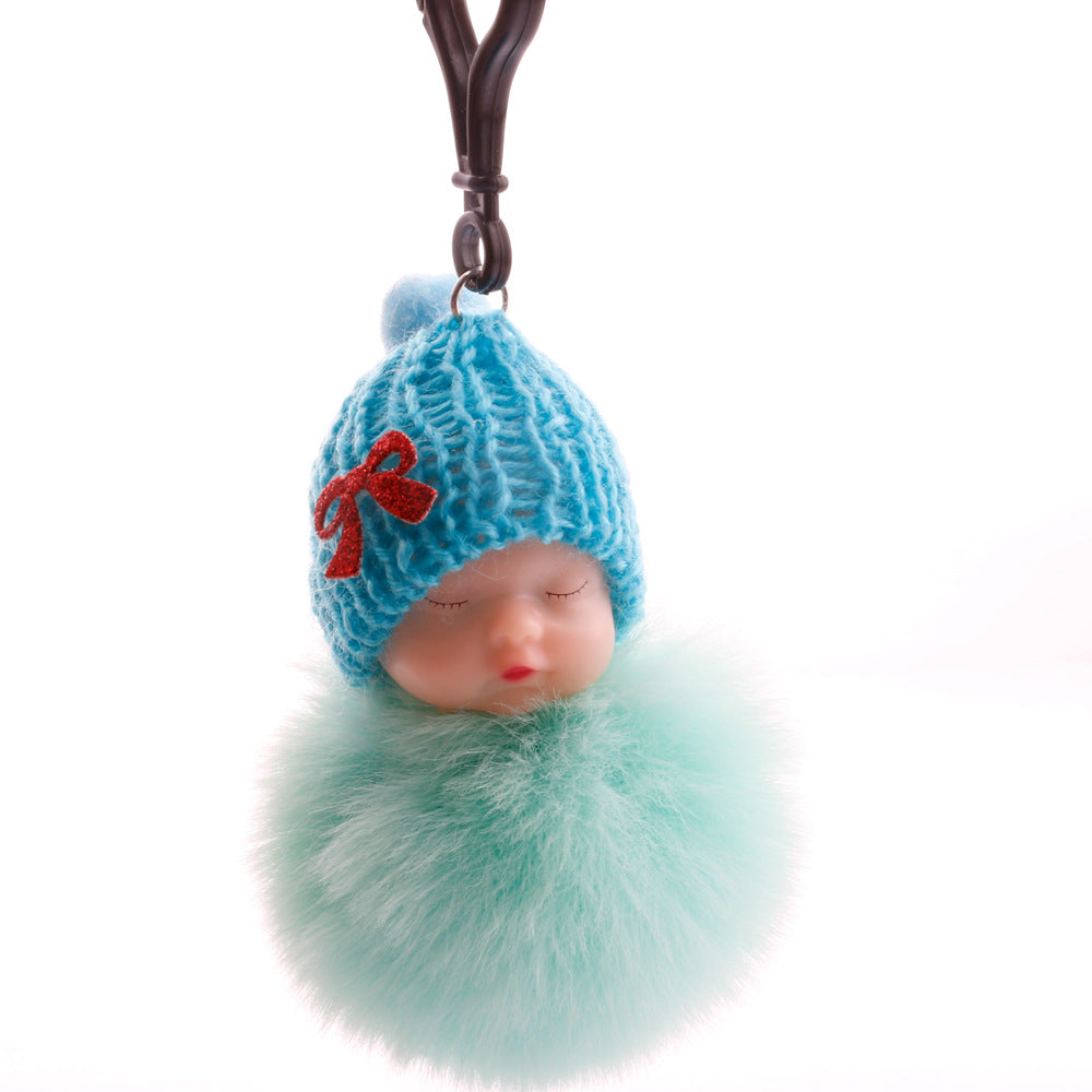 Wholesale cute sleeping doll keychain fur ball pendant ACC-KC-DY007