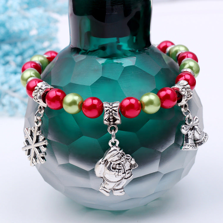 Wholesale Christmas Alloy Santa Claus Bell Snowflake Beaded Bracelet ACC-BT-Haol002