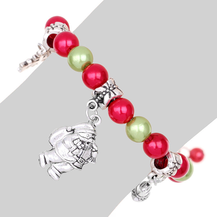 Wholesale Christmas Alloy Santa Claus Bell Snowflake Beaded Bracelet ACC-BT-Haol002