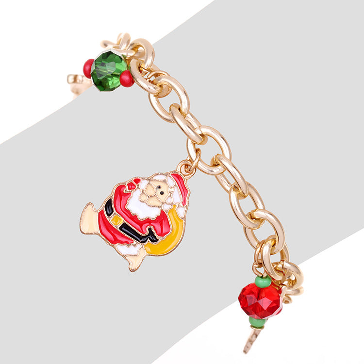 Wholesale Christmas Alloy Oil Drop Christmas Tree Elk Bracelet ACC-BT-Haol010