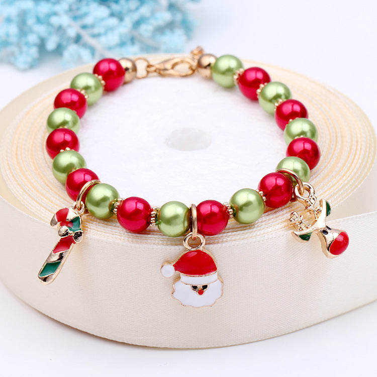 Wholesale Christmas Cane Elk Beaded Bracelet ACC-BT-Haol009
