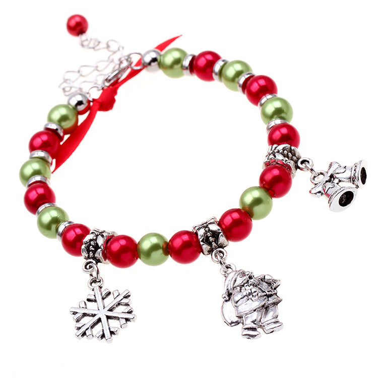 Wholesale Christmas Alloy Santa Claus Bell Snowflake Beaded Bracelet ACC-BT-Haol002