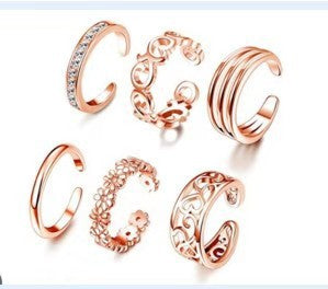 Wholesale exaggerated diamond hollow heart ring set