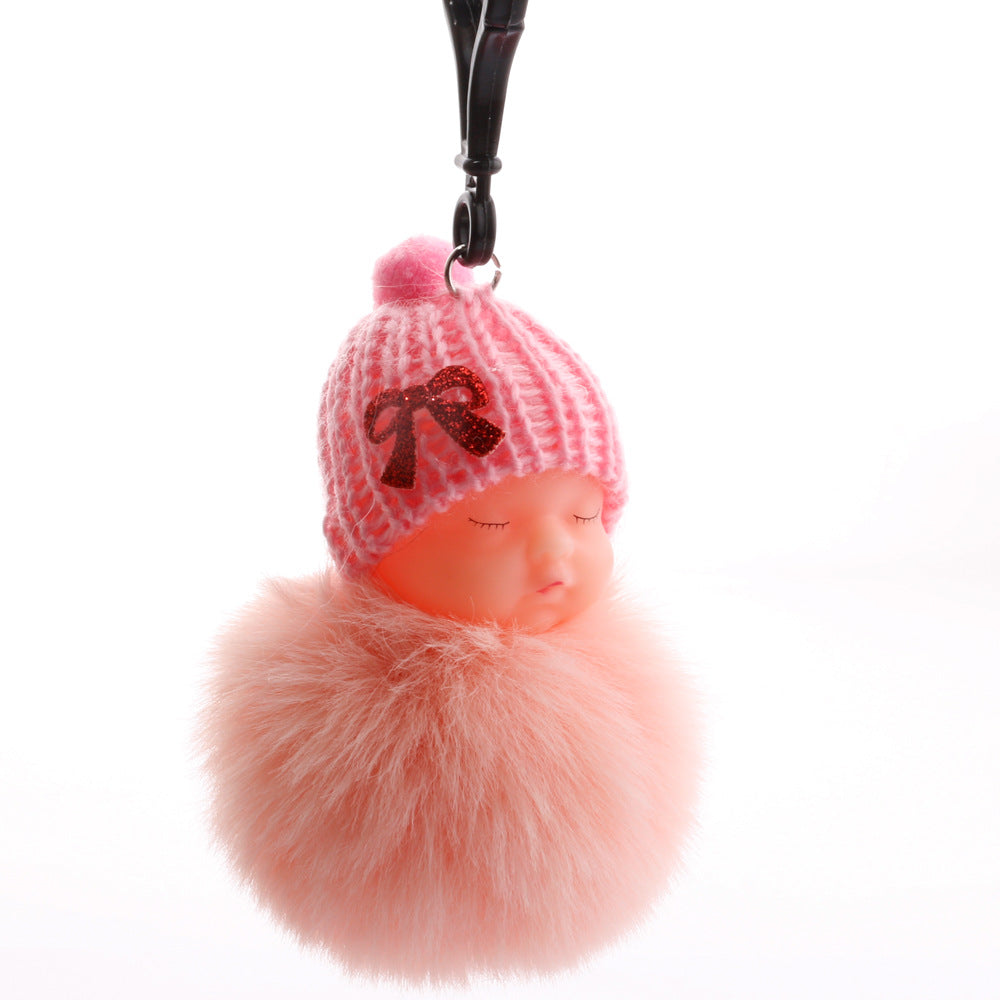 Wholesale cute sleeping doll keychain fur ball pendant ACC-KC-DY007