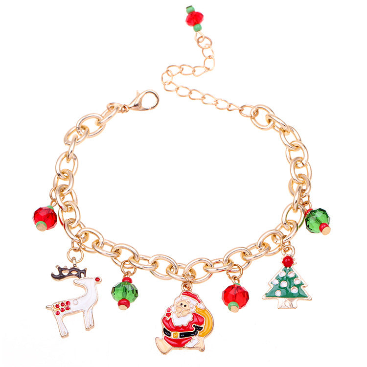 Wholesale Christmas Alloy Oil Drop Christmas Tree Elk Bracelet ACC-BT-Haol010