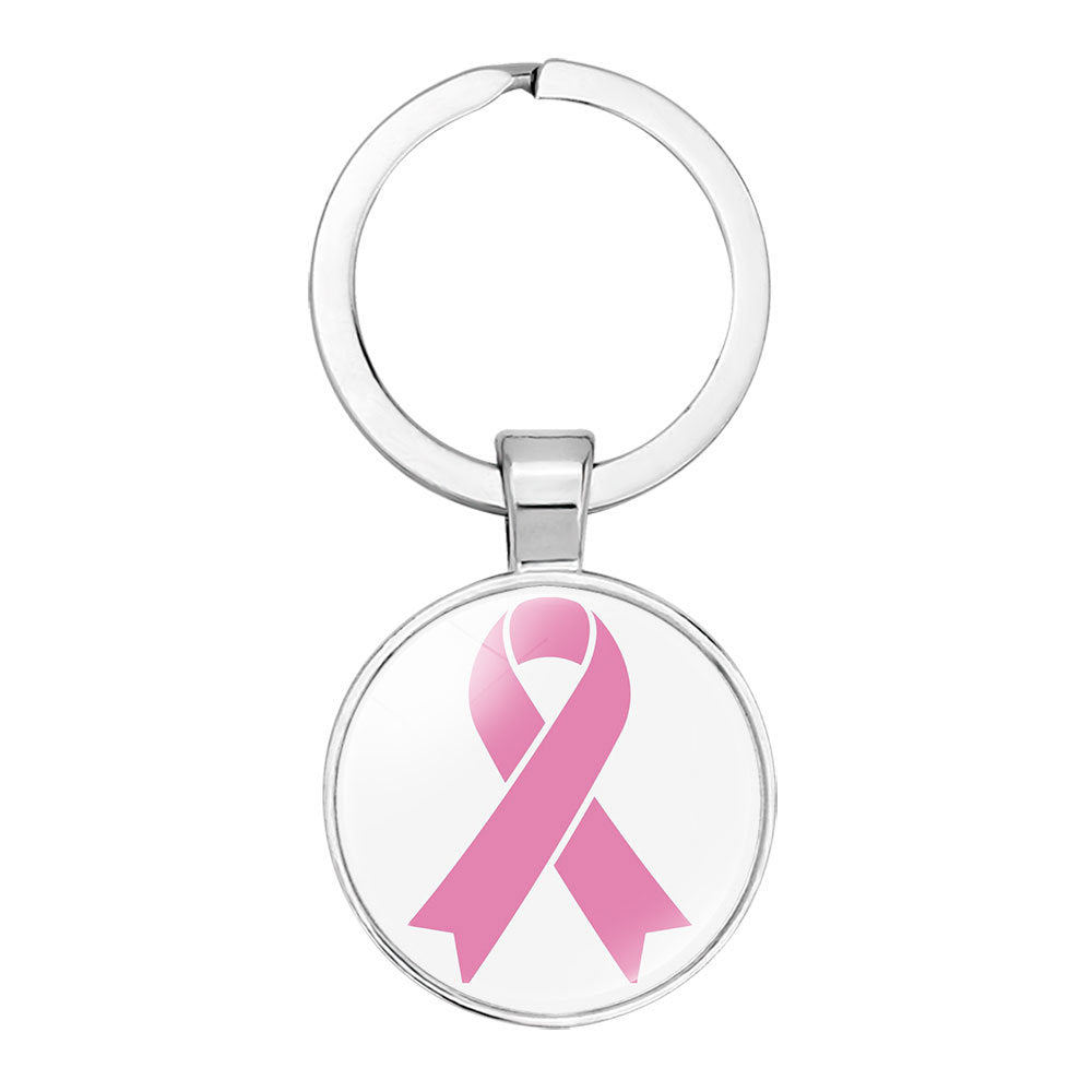 Wholesale Glass Caring Breast Cancer Alloy Creative Keychain