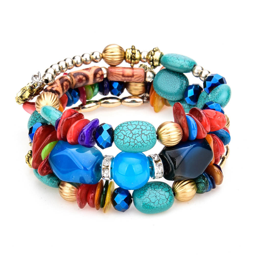 Wholesale Colorful Natural Stone Turquoise Beaded Bracelet for Women Multi-layered Bracelet ACC-BT-Zheq005