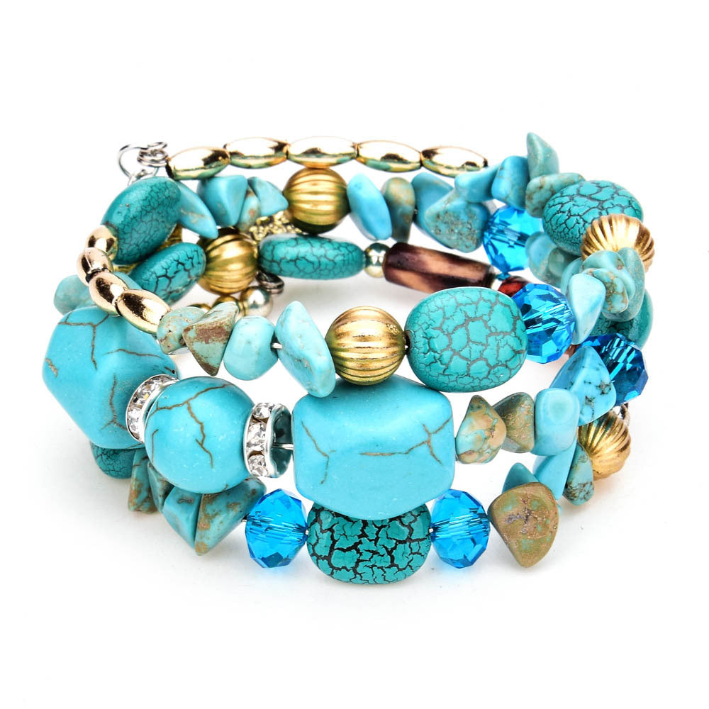 Wholesale Colorful Natural Stone Turquoise Beaded Bracelet for Women Multi-layered Bracelet ACC-BT-Zheq005