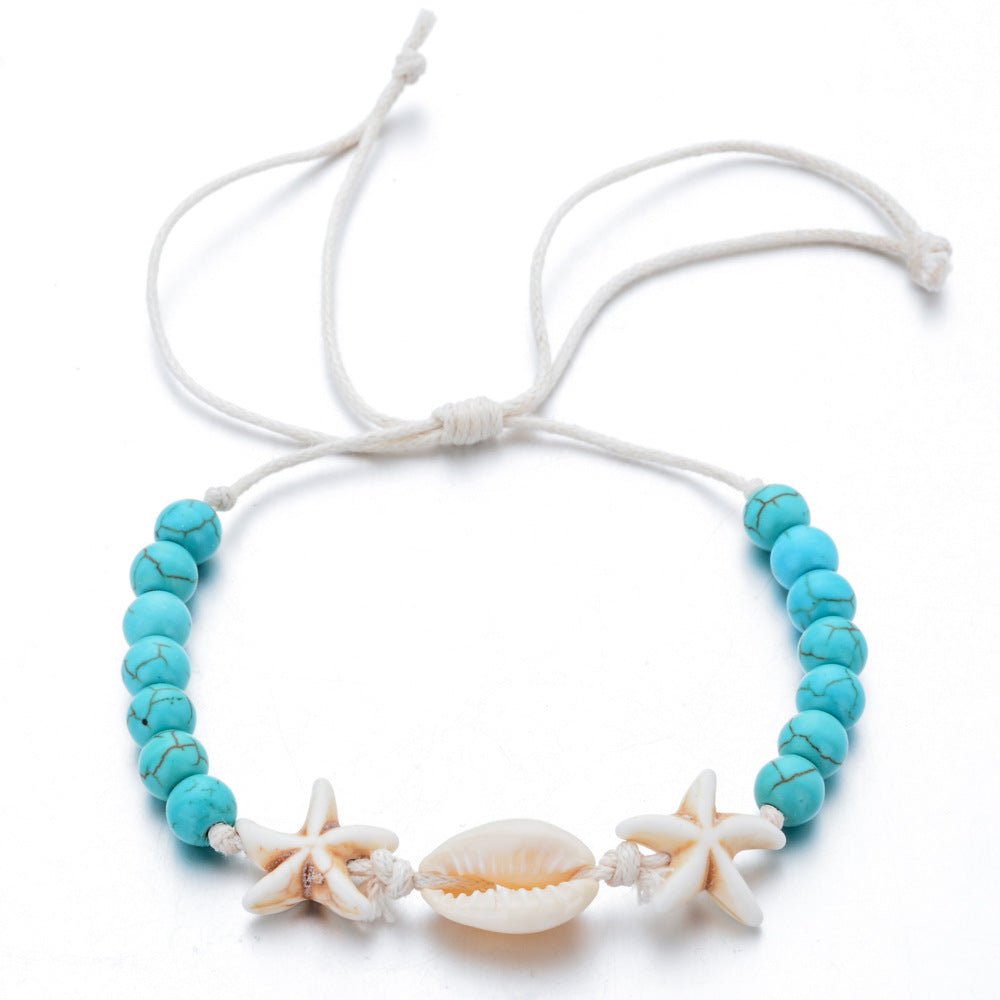 Wholesale Natural Stone Shell Bracelet Handwoven Adjustable Wax Rope Chain Bracelet ACC-BT-Zheq002