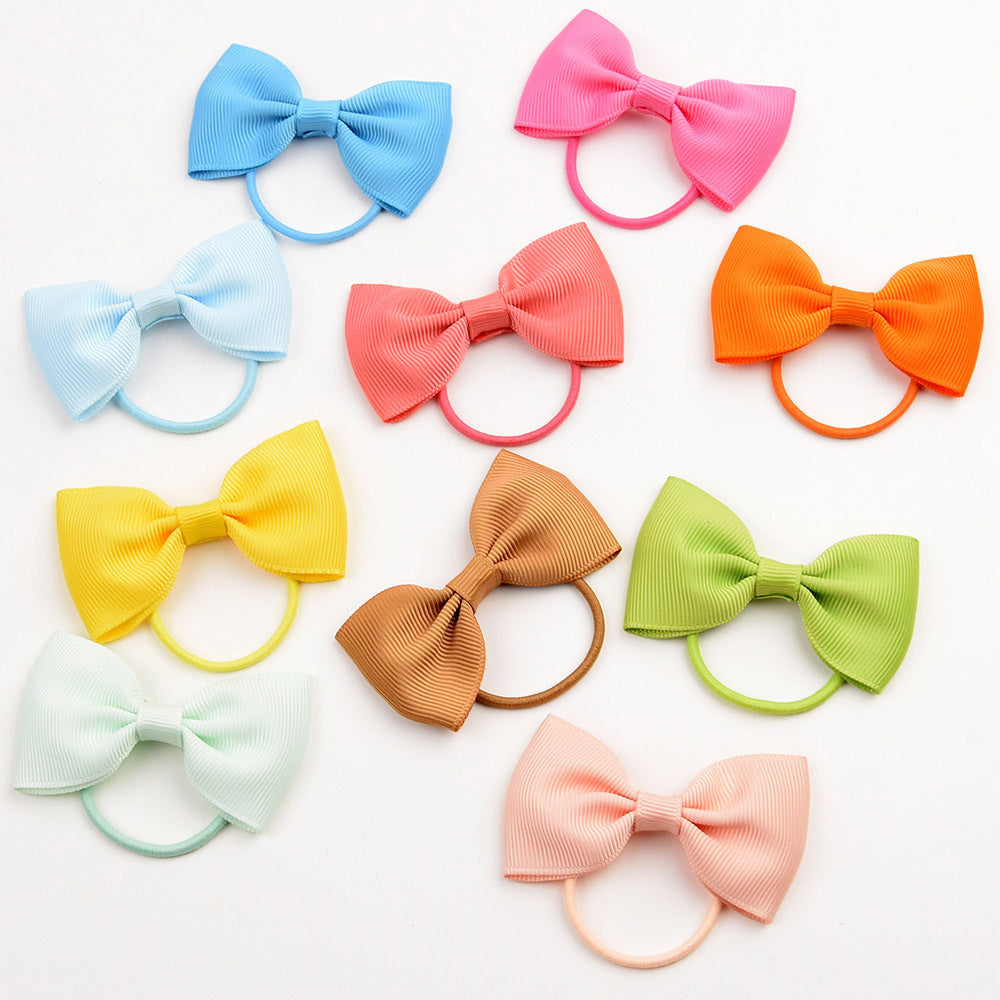Wholesale Solid Color Rubber Band Bow Cute Kids Hair Scrunchies ACC-HS-YaLun004