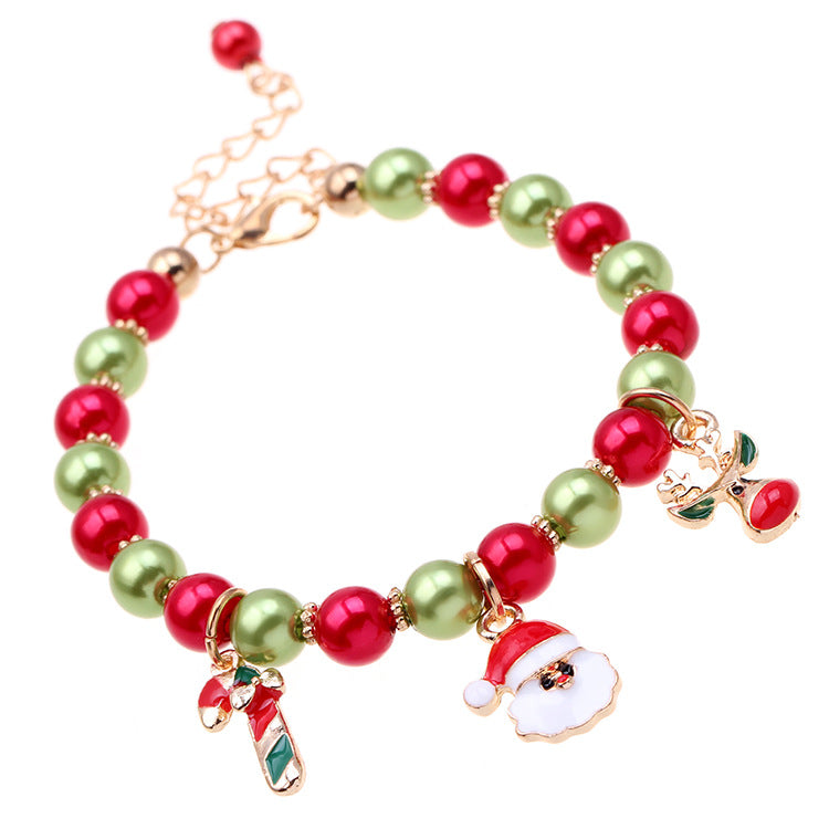 Wholesale Christmas Cane Elk Beaded Bracelet ACC-BT-Haol009