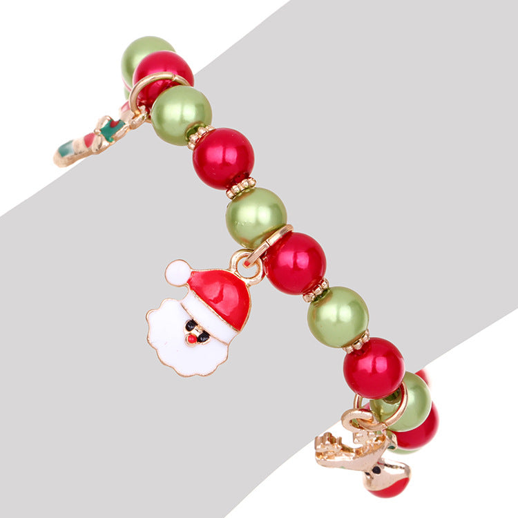 Wholesale Christmas Cane Elk Beaded Bracelet ACC-BT-Haol009