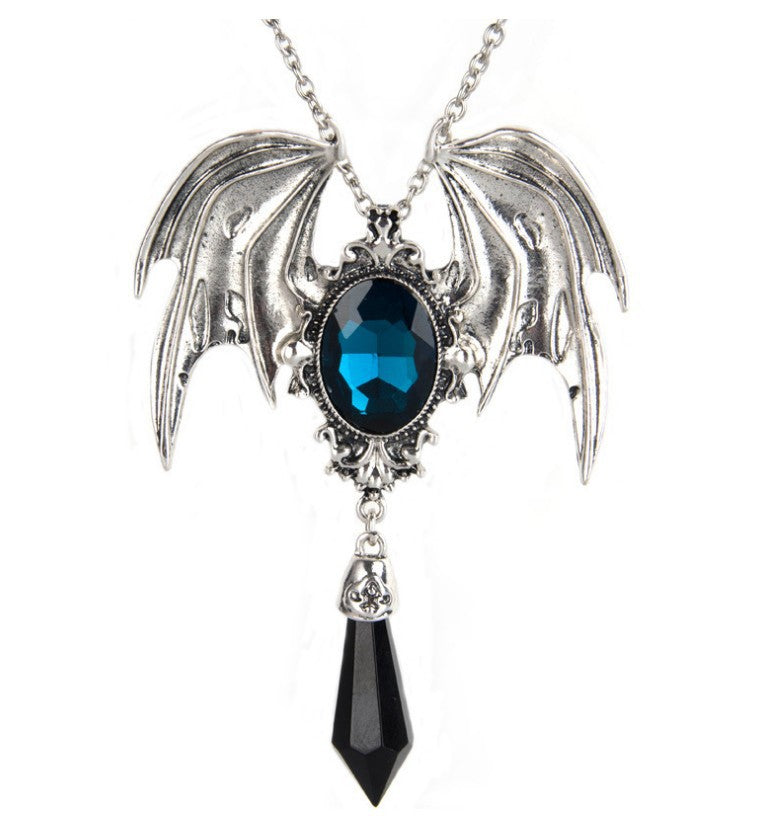 Wholesale Gothic Vampire  Bat Necklace Set with Choker and Skull Pendant,  Fashion Accessory for Costume Party