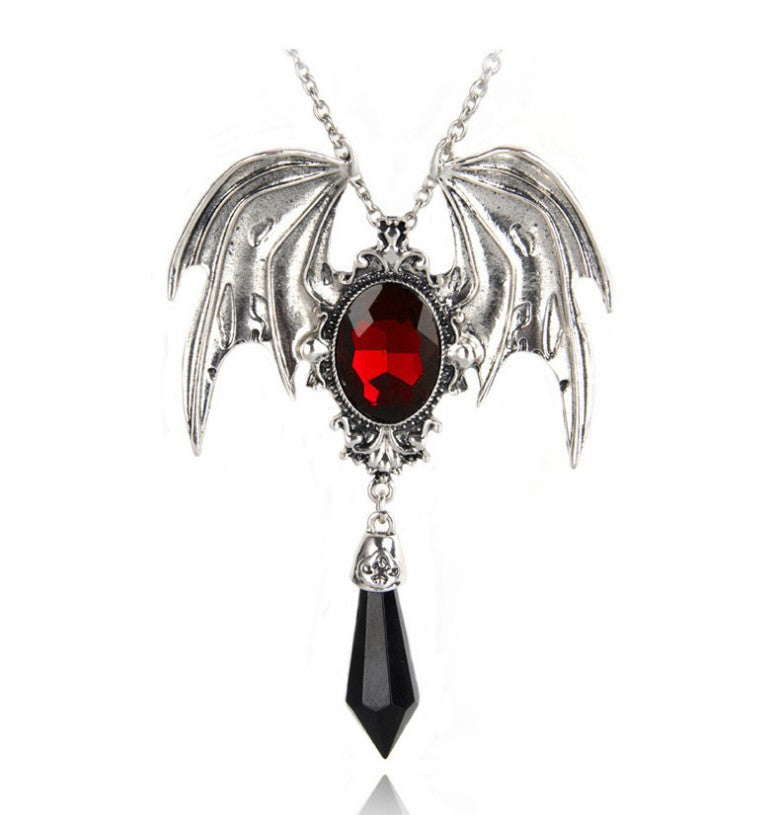 Wholesale Gothic Vampire  Bat Necklace Set with Choker and Skull Pendant,  Fashion Accessory for Costume Party