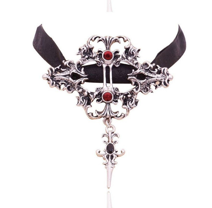 Wholesale Gothic Vampire  Bat Necklace Set with Choker and Skull Pendant,  Fashion Accessory for Costume Party