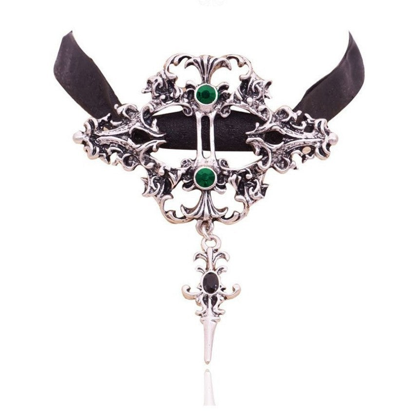 Wholesale Gothic Vampire  Bat Necklace Set with Choker and Skull Pendant,  Fashion Accessory for Costume Party