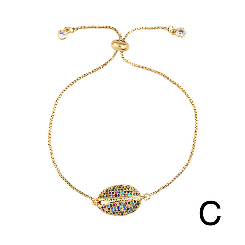 Wholesale Copper shell and zircon bracelet