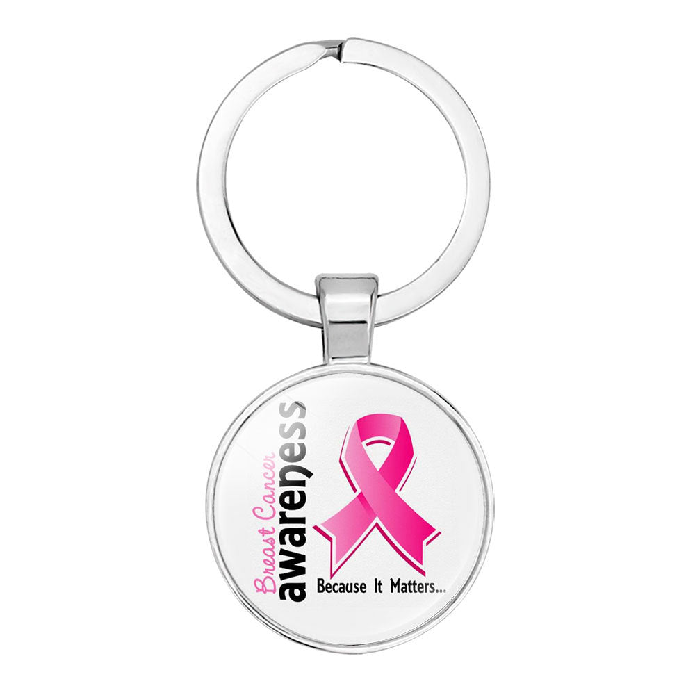 Wholesale Glass Caring Breast Cancer Alloy Creative Keychain