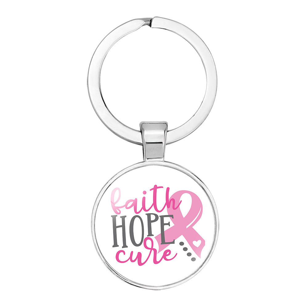 Wholesale Glass Caring Breast Cancer Alloy Creative Keychain