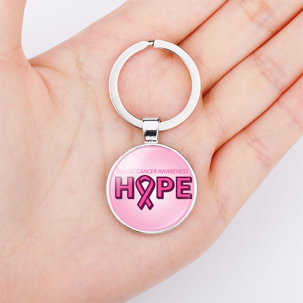 Wholesale Glass Caring Breast Cancer Alloy Creative Keychain