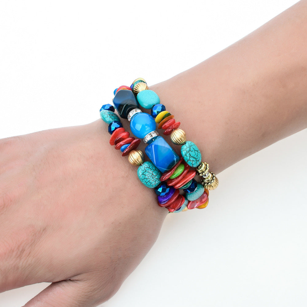 Wholesale Colorful Natural Stone Turquoise Beaded Bracelet for Women Multi-layered Bracelet ACC-BT-Zheq005