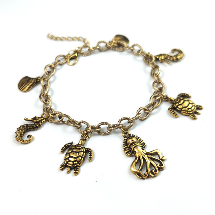 Wholesale octopus shell anklet turtle pendant tassel anklet