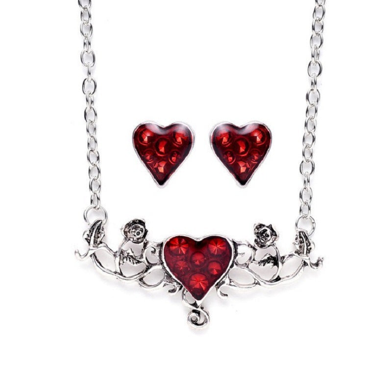 Wholesale Gothic Vampire  Bat Necklace Set with Choker and Skull Pendant,  Fashion Accessory for Costume Party