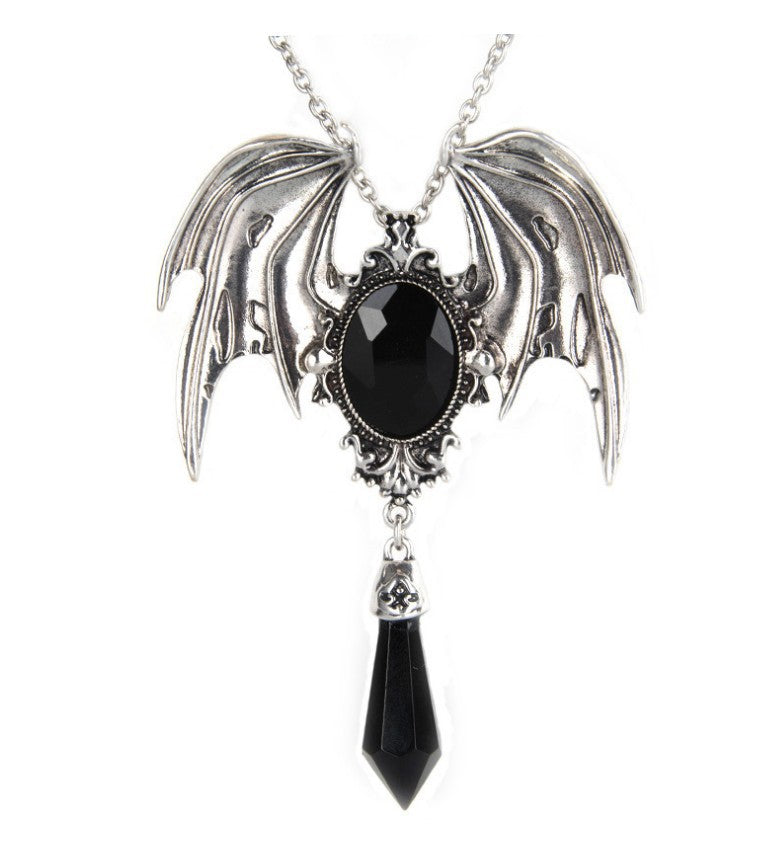 Wholesale Gothic Vampire  Bat Necklace Set with Choker and Skull Pendant,  Fashion Accessory for Costume Party