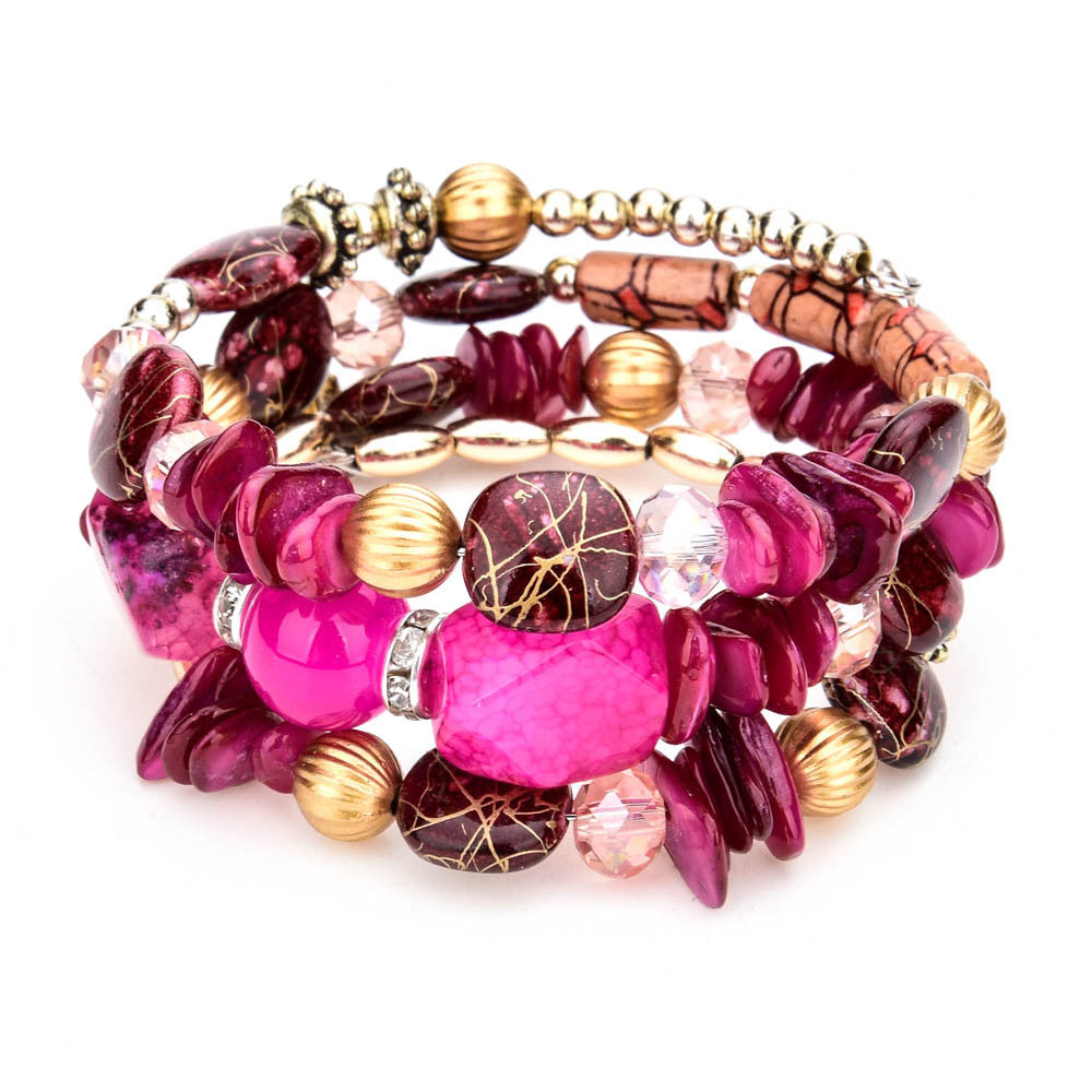 Wholesale Colorful Natural Stone Turquoise Beaded Bracelet for Women Multi-layered Bracelet ACC-BT-Zheq005