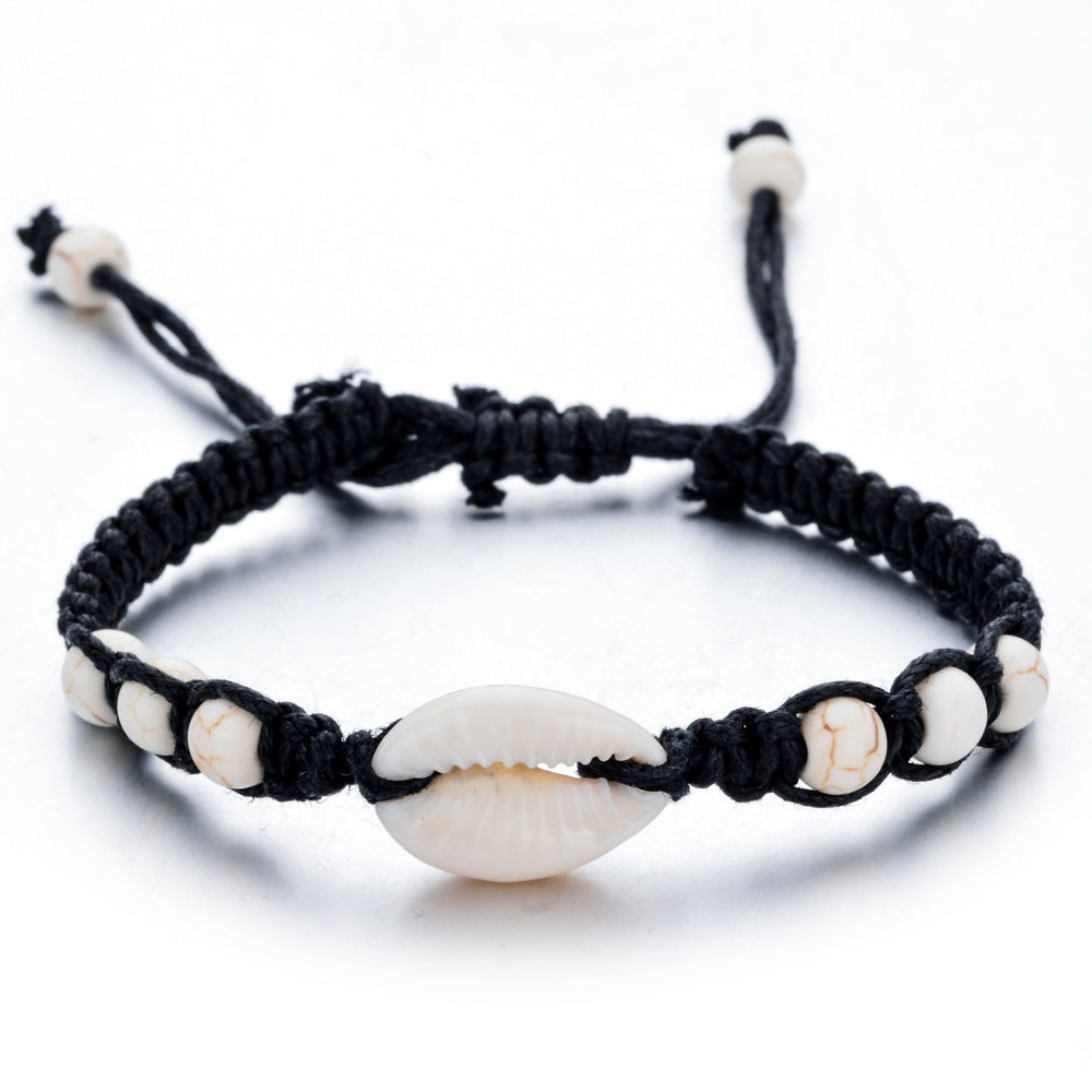 Wholesale Natural Stone Shell Bracelet Handwoven Adjustable Wax Rope Chain Bracelet ACC-BT-Zheq002