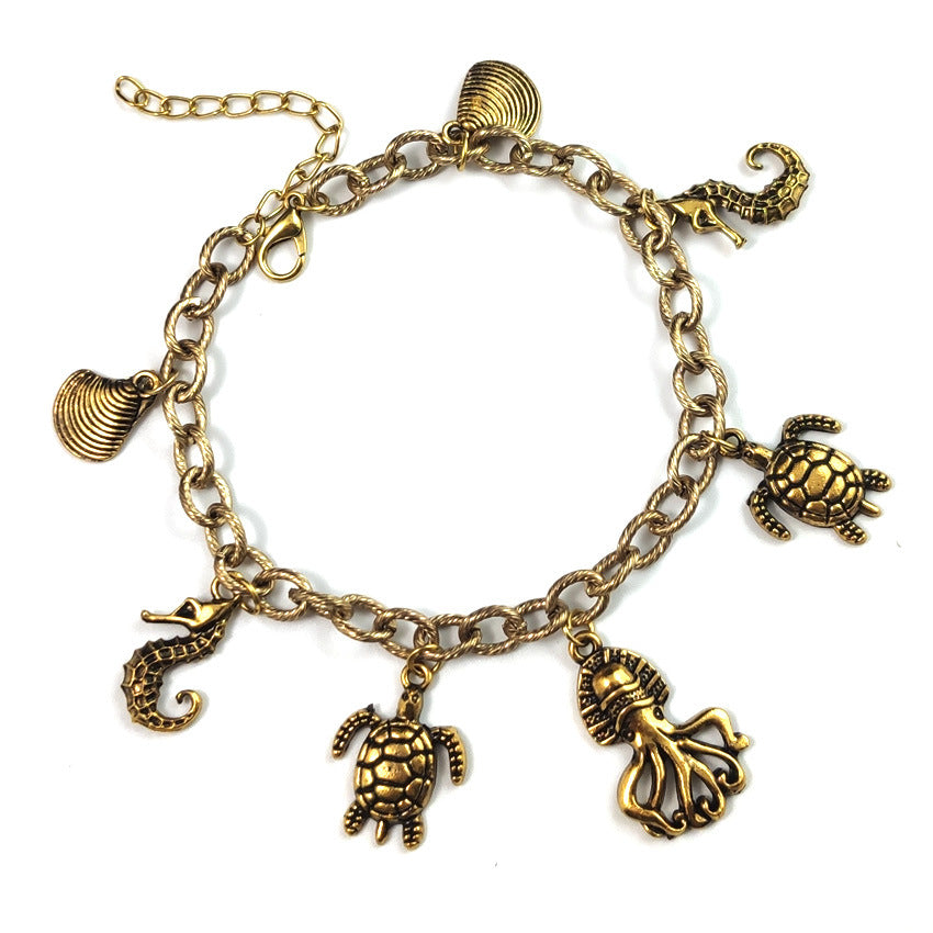 Wholesale octopus shell anklet turtle pendant tassel anklet