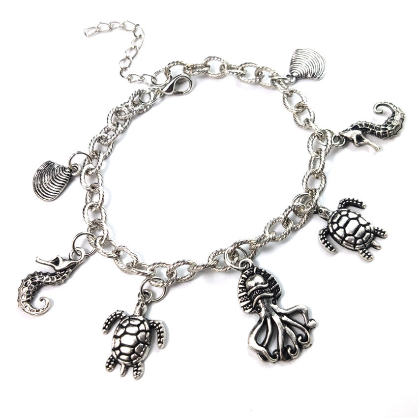 Wholesale octopus shell anklet turtle pendant tassel anklet