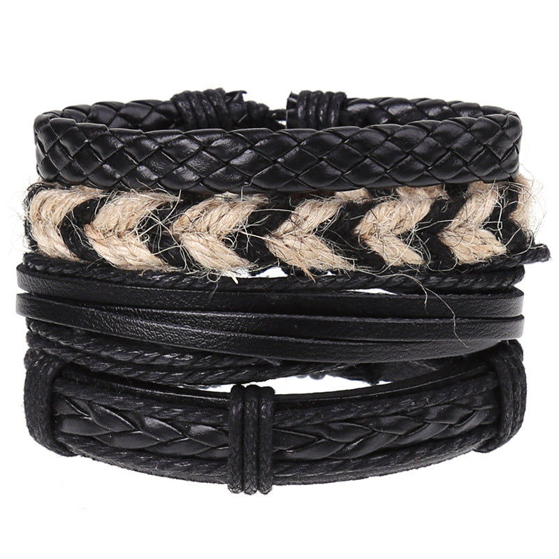 Wholesale Vintage Braided Set Cowhide Bracelet Men's Bracelets ACC-BT-Saih003