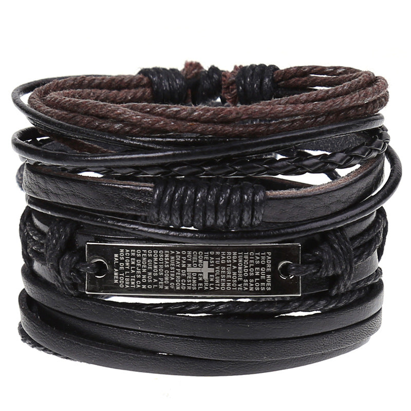 Wholesale Vintage Braided Set Cowhide Bracelet Men's Bracelets ACC-BT-Saih003