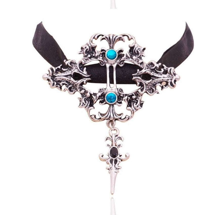 Wholesale Gothic Vampire  Bat Necklace Set with Choker and Skull Pendant,  Fashion Accessory for Costume Party
