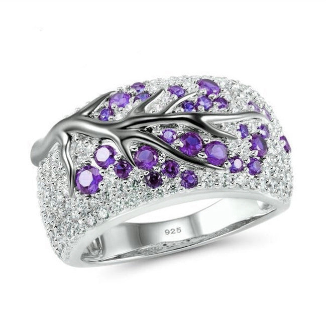 Wholesale Gold-Plated Alloy Women' s Fashion Ring,  Two-Tone Branch Design with Plum Blossom Pattern,  Trendy Decorative Jewelry for Everyday Wear or Boutique Resale