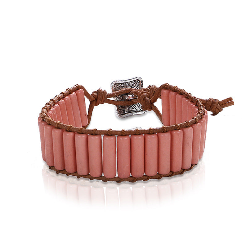 Wholesale Retro Ethnic Style Colorful Hand-woven Stone Bracelet