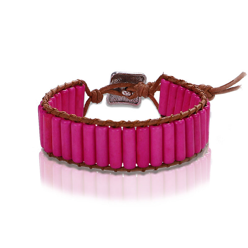 Wholesale Retro Ethnic Style Colorful Hand-woven Stone Bracelet