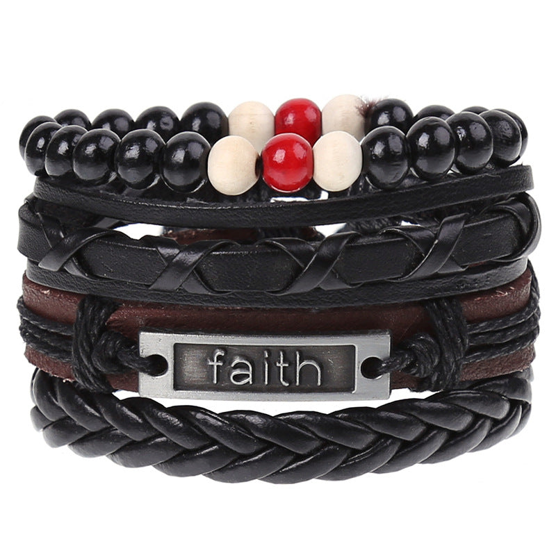 Wholesale Vintage Braided Set Cowhide Bracelet Men's Bracelets ACC-BT-Saih003