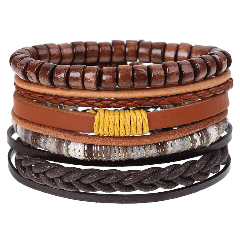 Wholesale Vintage Braided Set Cowhide Bracelet Men's Bracelets ACC-BT-Saih003