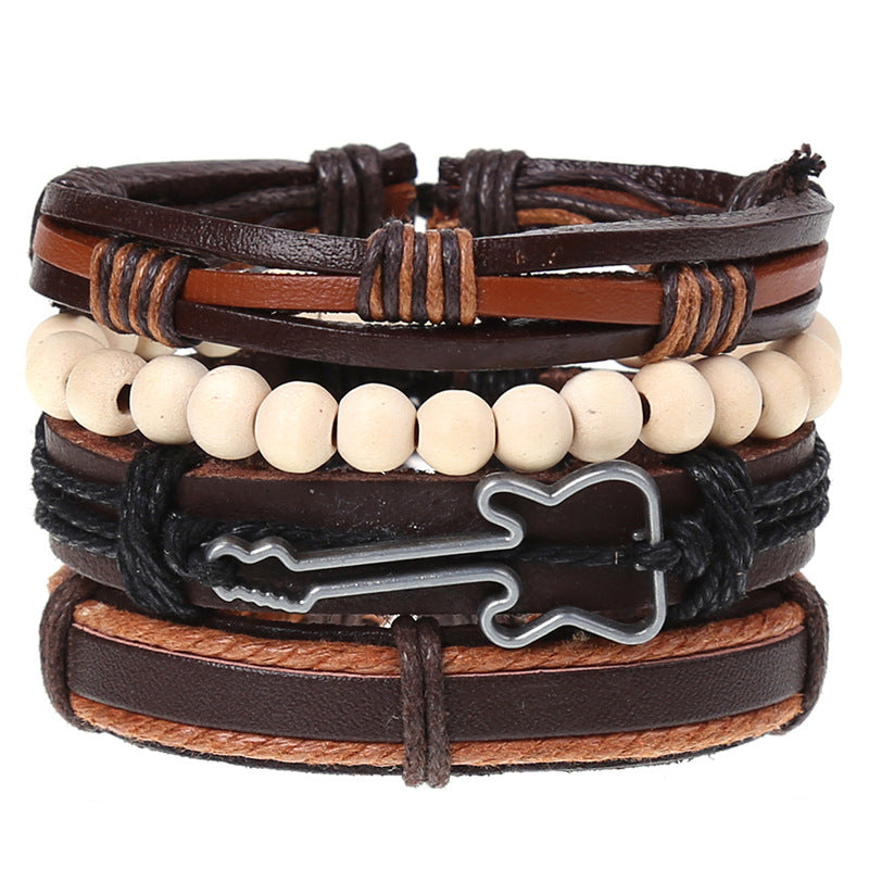 Wholesale Vintage Braided Set Cowhide Bracelet Men's Bracelets ACC-BT-Saih003