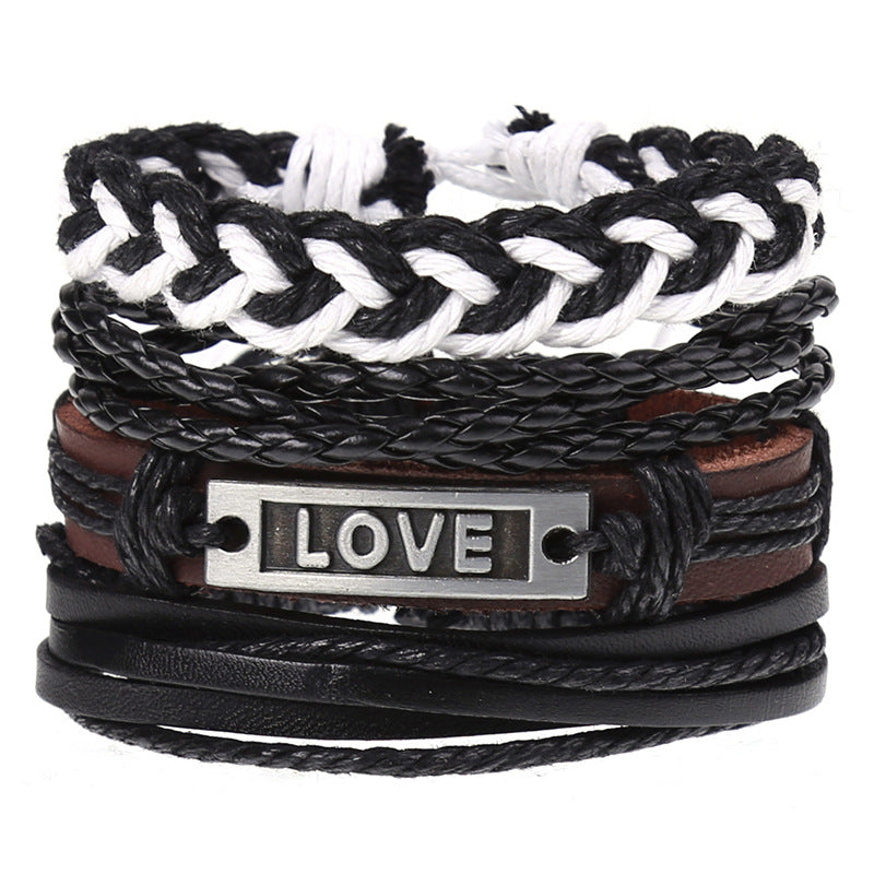 Wholesale Vintage Braided Set Cowhide Bracelet Men's Bracelets ACC-BT-Saih003