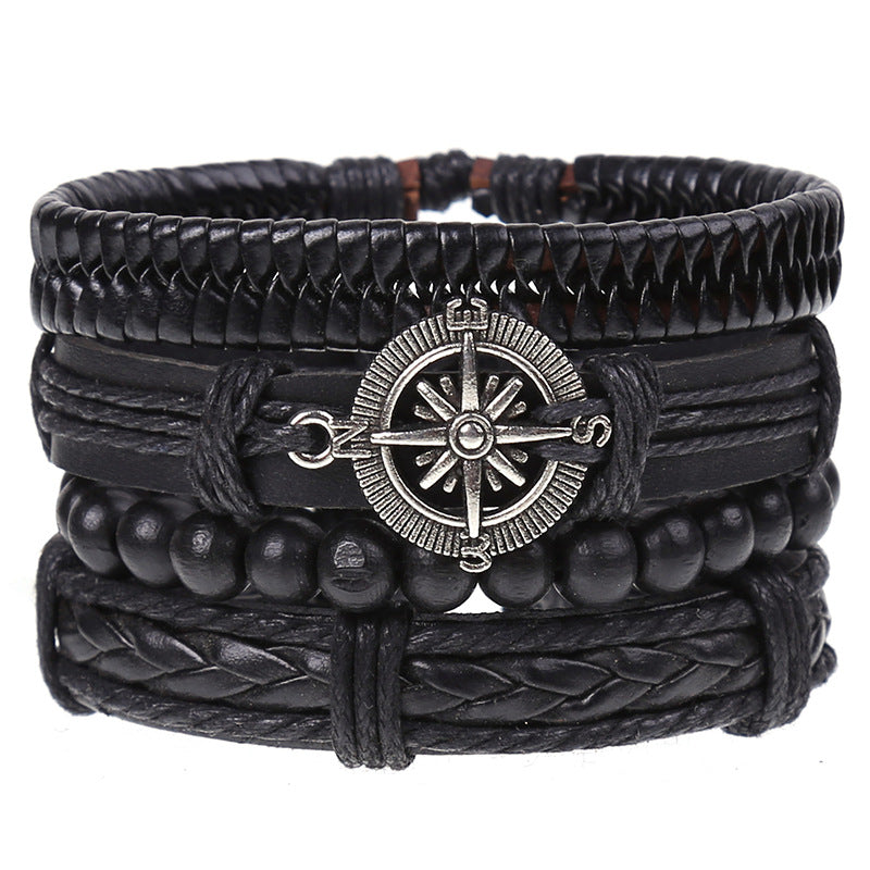 Wholesale Vintage Braided Set Cowhide Bracelet Men's Bracelets ACC-BT-Saih003