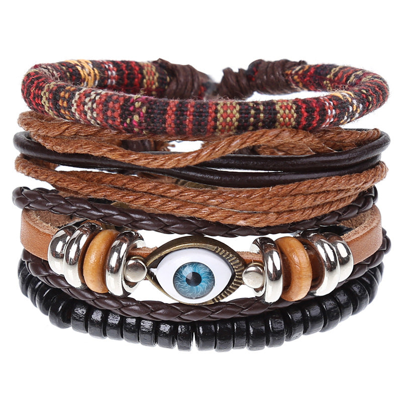 Wholesale Vintage Braided Set Cowhide Bracelet Men's Bracelets ACC-BT-Saih003