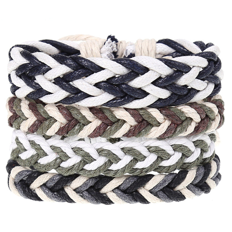 Wholesale Vintage Braided Set Cowhide Bracelet Men's Bracelets ACC-BT-Saih003
